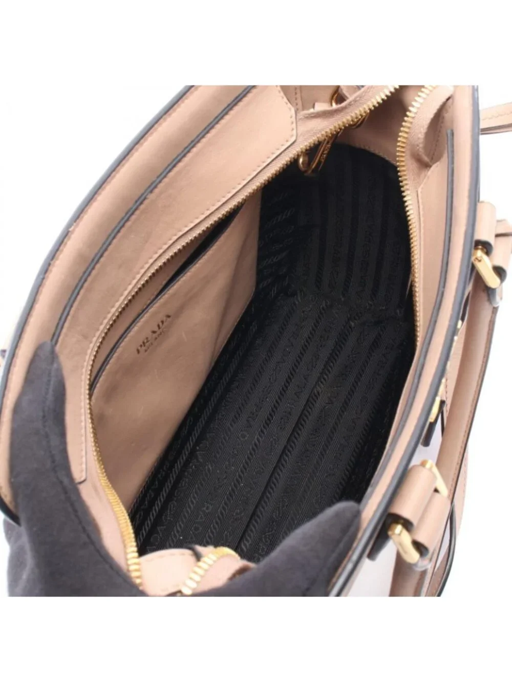 Prada 2-Way Pink Beige Leather Shoulder Handbag